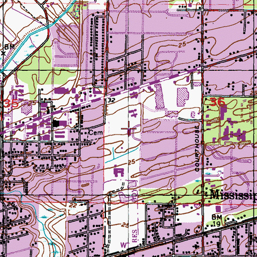 Topographic Map of Herbert Wilson Recreation Center, MS