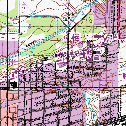 Topographic Map of Hewes Square Shopping Center, MS