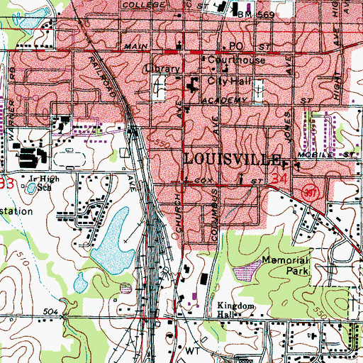 Topographic Map of First Apostolic Church, MS