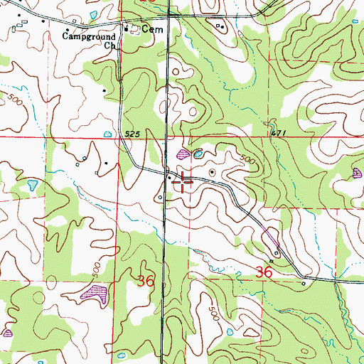 Topographic Map of Mount Olivet Church (historical), MS