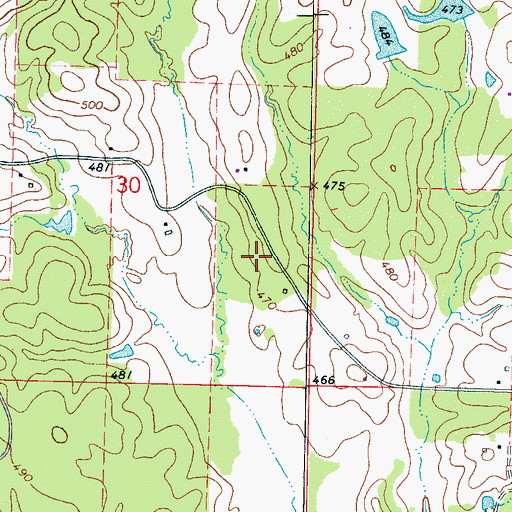 Topographic Map of Pea Ridge Academy (historical), MS