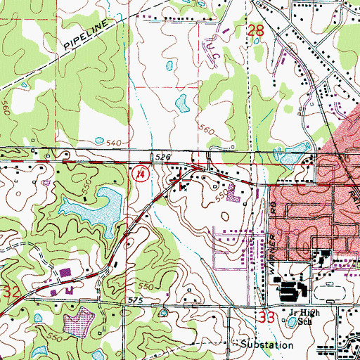 Topographic Map of West End Baptist Church, MS