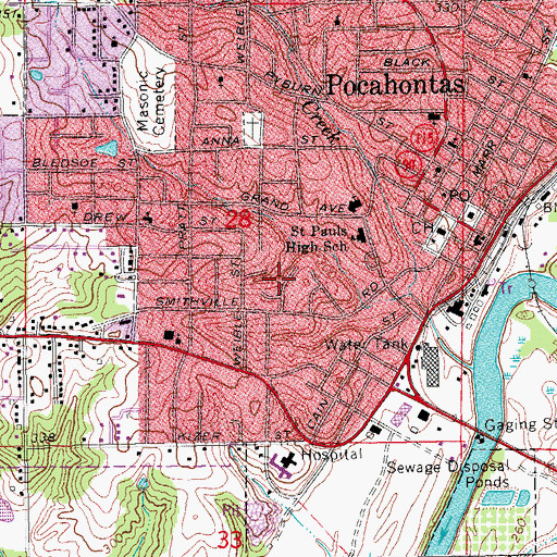 Topographic Map of Township of Demun, AR
