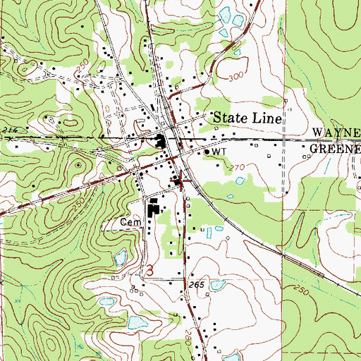 Topographic Map of State Line Baptist Church, MS