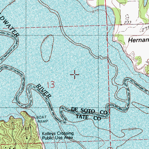Topographic Map of Arkabutla Lake, MS
