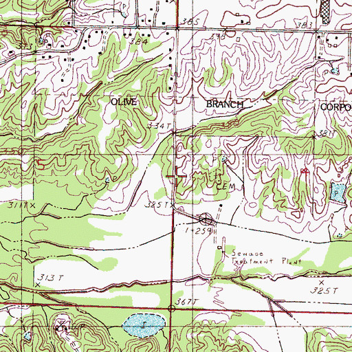 Topographic Map of Bass Cemetery, MS