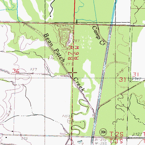 Topographic Map of Bean Patch Creek, MS