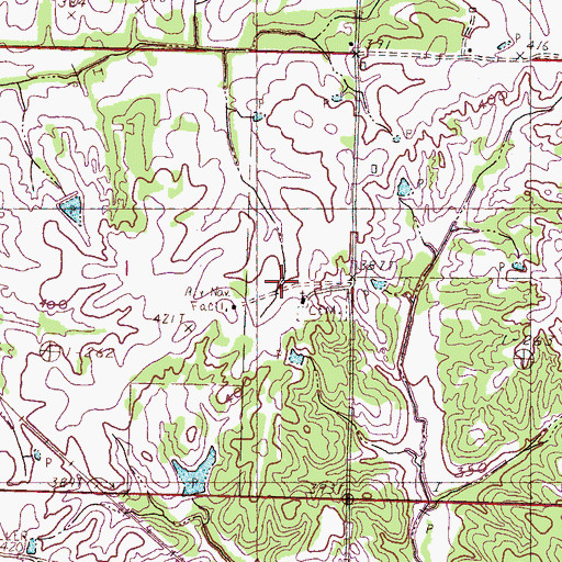 Topographic Map of Botts School, MS