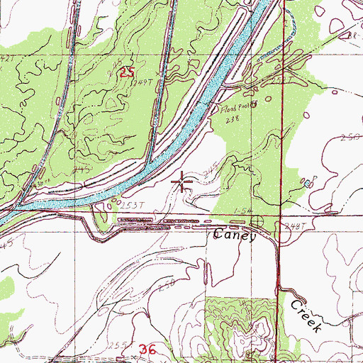 Topographic Map of Caney Creek, MS