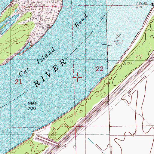 Topographic Map of Cat Island Bend, MS