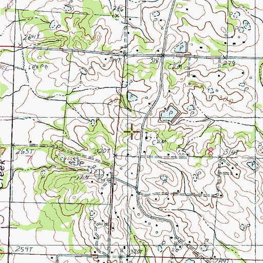 Topographic Map of Center Point Cemetery, MS