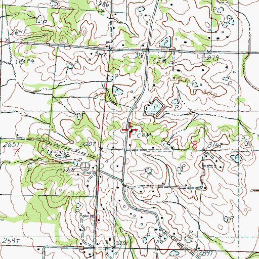 Topographic Map of Center Point Church, MS