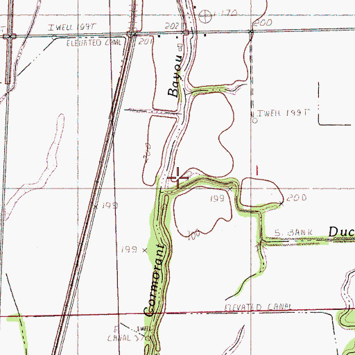 Topographic Map of Duck Pond Bayou, MS