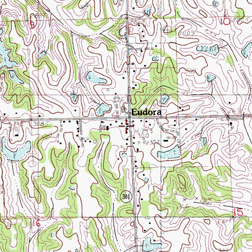 Topographic Map of Eudora, MS