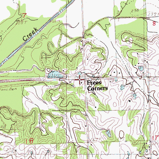 Topographic Map of Frees Corners, MS