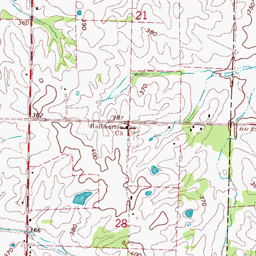 Topographic Map of Halliburton Church, MS