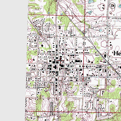 Topographic Map of Hernando, MS