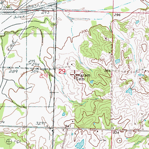 Topographic Map of Ingram Cemetery, MS