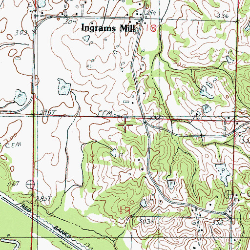 Topographic Map of Kelly Cemetery, MS
