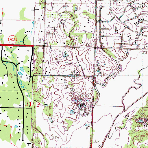 Topographic Map of Kelly School, MS