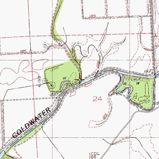 Topographic Map of Lake Cormorant Bayou, MS