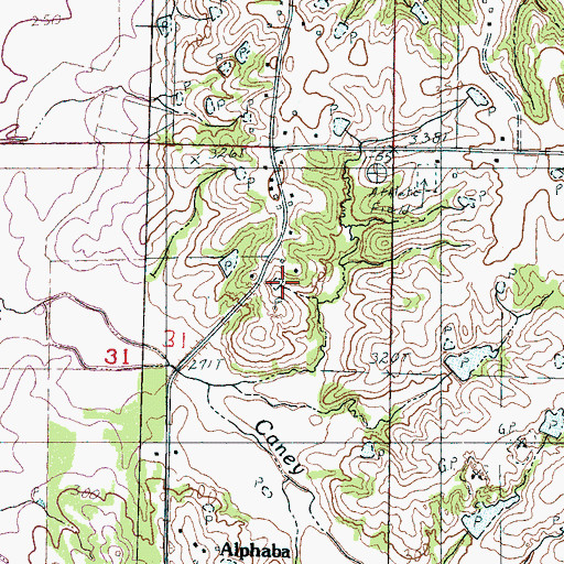 Topographic Map of Matts School, MS