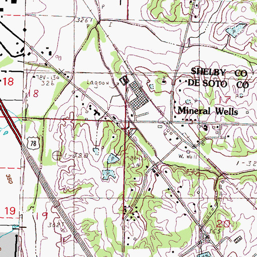Topographic Map of Mineral Wells, MS