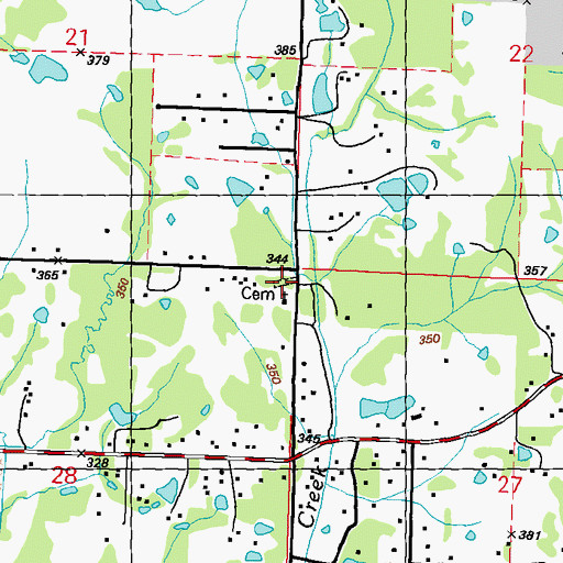Topographic Map of Mount Olive Cemetery, MS