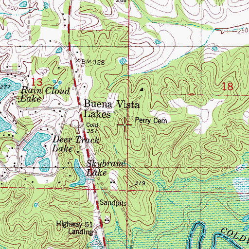 Topographic Map of Perry Cemetery, MS
