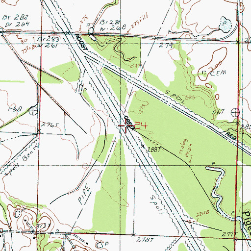 Topographic Map of Pigeon Roost Creek, MS
