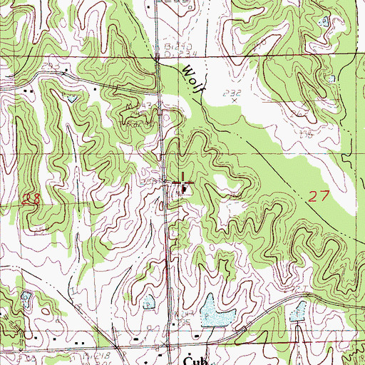 Topographic Map of Pleasant Grove School, MS