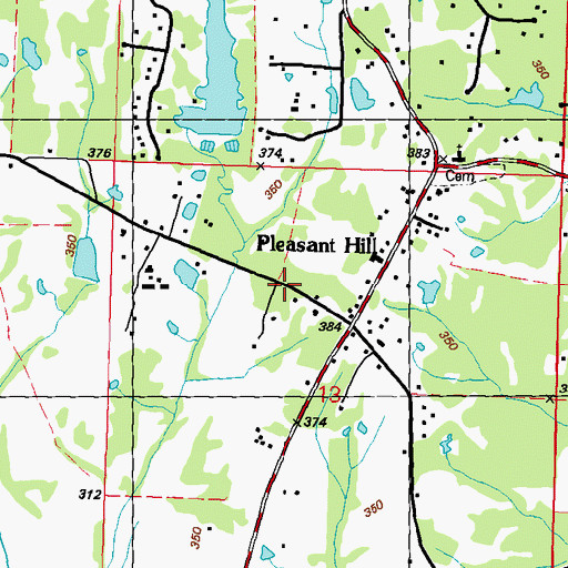 Topographic Map of Pleasant Hill, MS