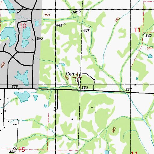 Topographic Map of Shiloh Cemetery, MS