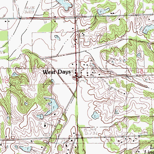 Topographic Map of West Days, MS