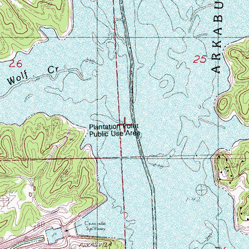 Topographic Map of Wolf Creek, MS