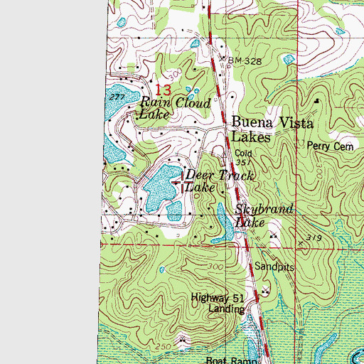 Topographic Map of Buena Vista Lake Dam, MS