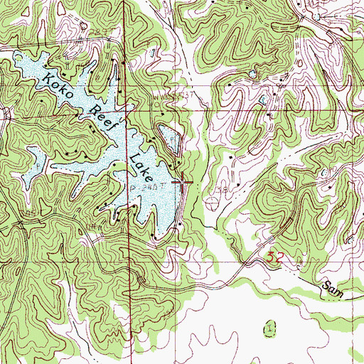 Topographic Map of Hugh Dancy Lake Dam, MS