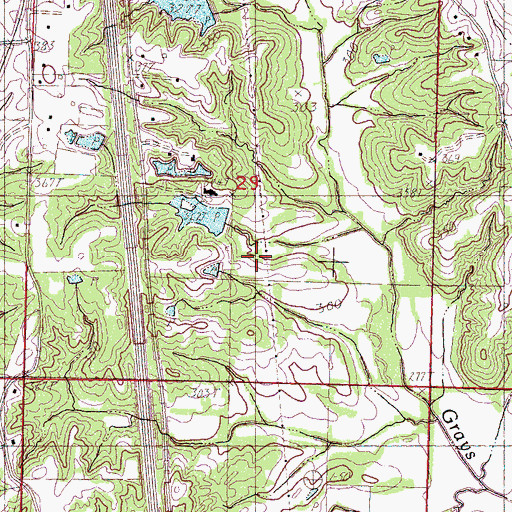 Topographic Map of Ross Franks Pond Dam, MS