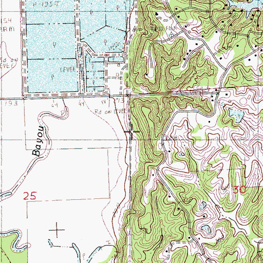 Topographic Map of Chief Chisca Lake Dam, MS