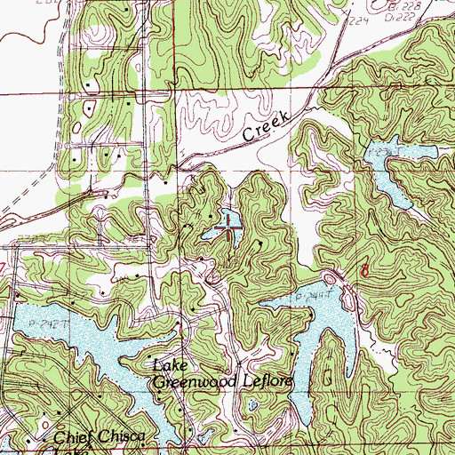 Topographic Map of W T Hendricks Pond Dam, MS