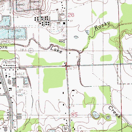 Topographic Map of Bullfrog Corner, MS