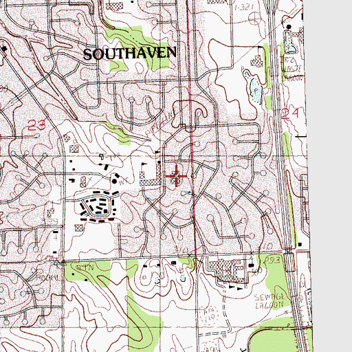 Topographic Map of Carriage Hills Baptist Church, MS