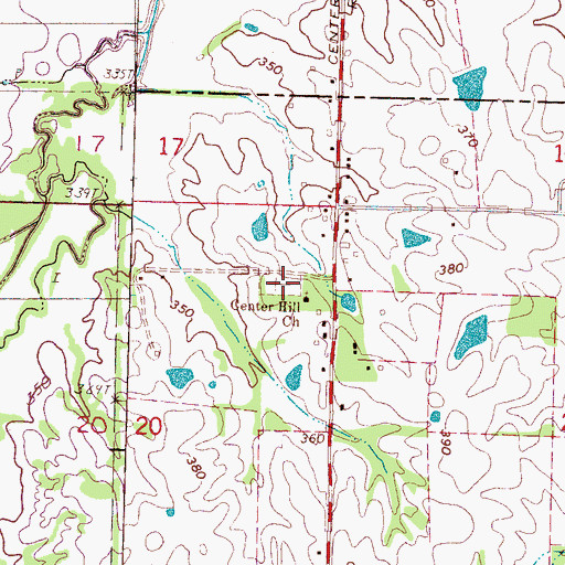 Topographic Map of Center Hill Cemetery, MS