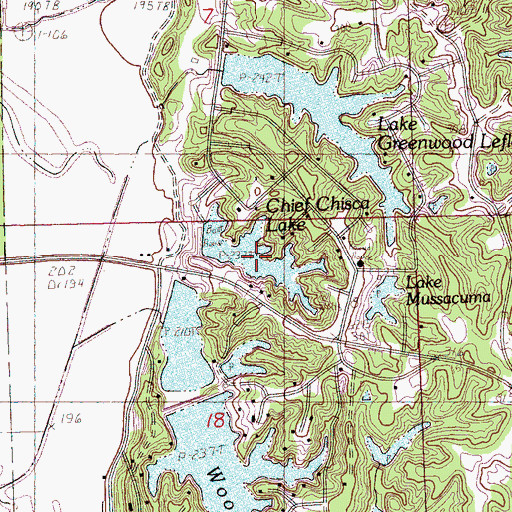 Topographic Map of Chief Chisca Lake, MS