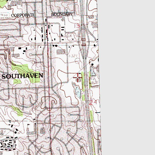 Topographic Map of De Soto Center Northwest Mississippi Junior College, MS