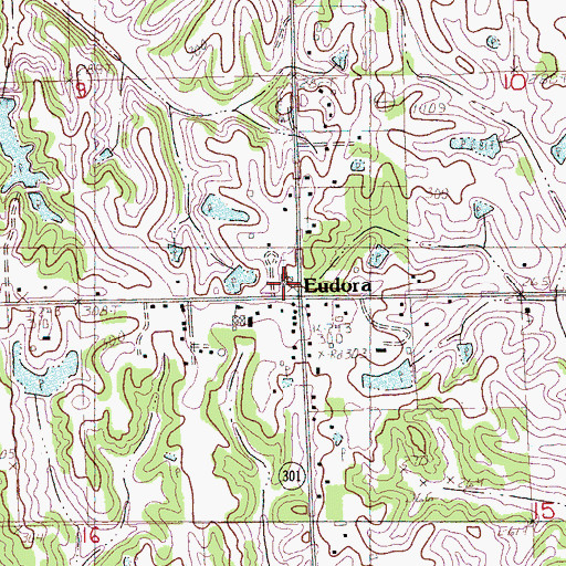 Topographic Map of Eudora Baptist Church, MS