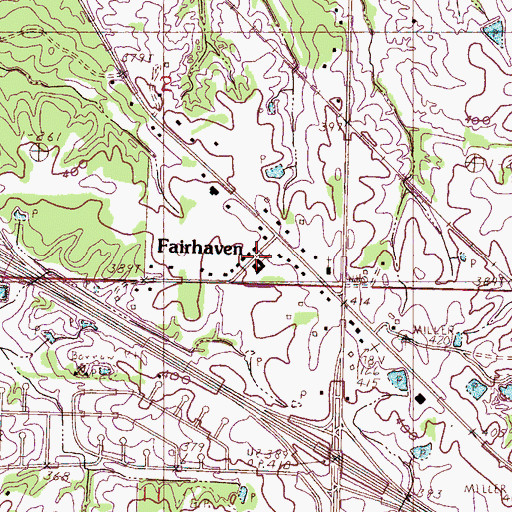 Topographic Map of Fairhaven, MS