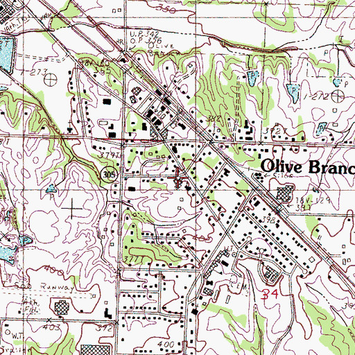 Topographic Map of First Baptist Church, MS