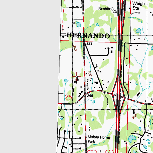 Topographic Map of First Baptist Church of Nesbit, MS