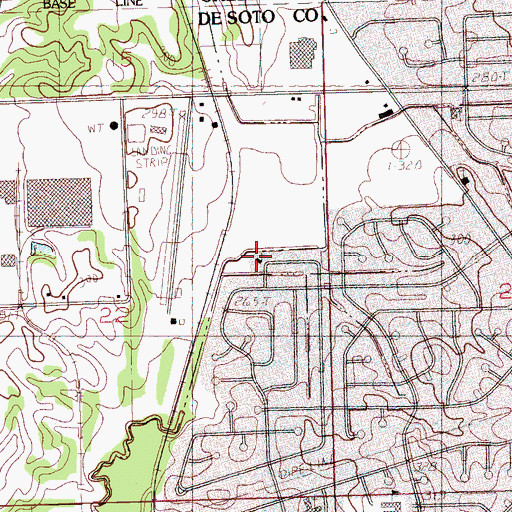 Topographic Map of First Assembly of God Church, MS